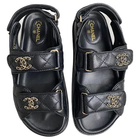 chanel chain sandals replica|chanel velcro sandals price.